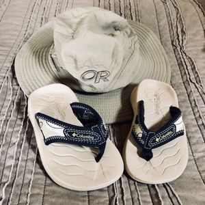 Columbia Flip Flop Toddler 7 & OR Safari Hat 1-3Y